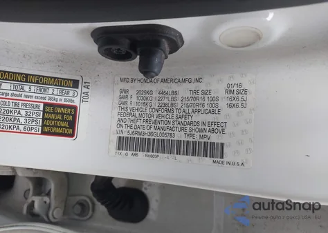 2016 Honda Cr-V Lx из США, поврежденный, VIN 5J6RM3H36GL005783